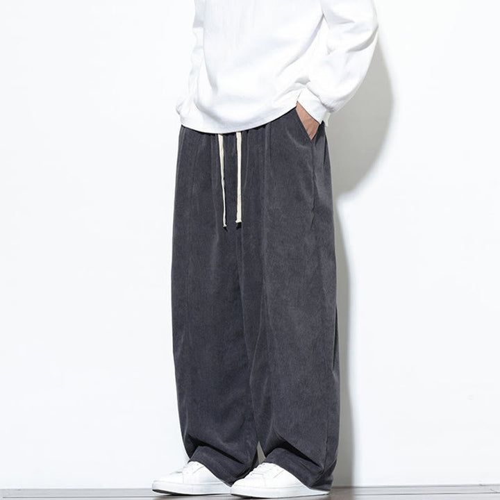 Buddha Stones Plain Drawstring Pure Cotton Corduroy Men's Harem Pants With Pockets - image 16