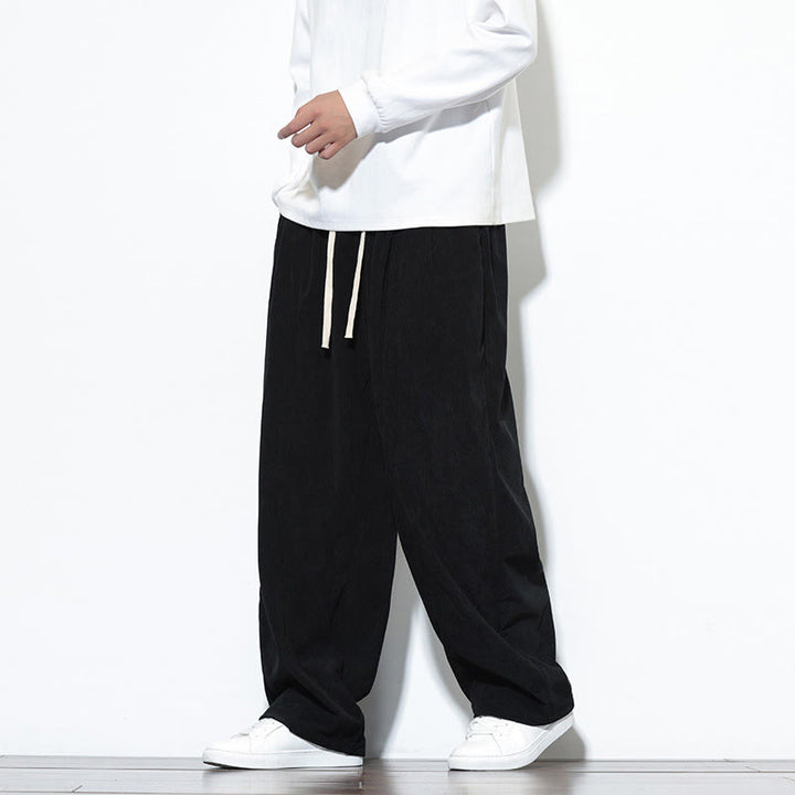 Buddha Stones Plain Drawstring Pure Corduroy Men's Harem Pants With Pockets - image 24