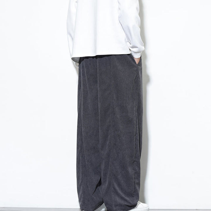 Buddha Stones Plain Drawstring Pure Corduroy Men's Harem Pants With Pockets - image 12
