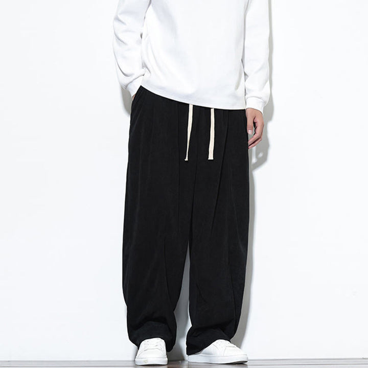 Buddha Stones Plain Drawstring Pure Cotton Corduroy Men's Harem Pants With Pockets - image 30