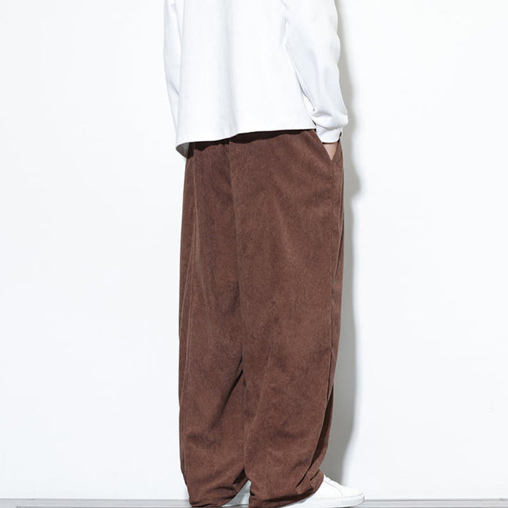 Buddha Stones Plain Drawstring Pure Corduroy Men's Harem Pants With Pockets - image 37