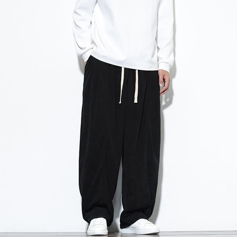Buddha Stones Plain Drawstring Pure Corduroy Men's Harem Pants With Pockets - image 30