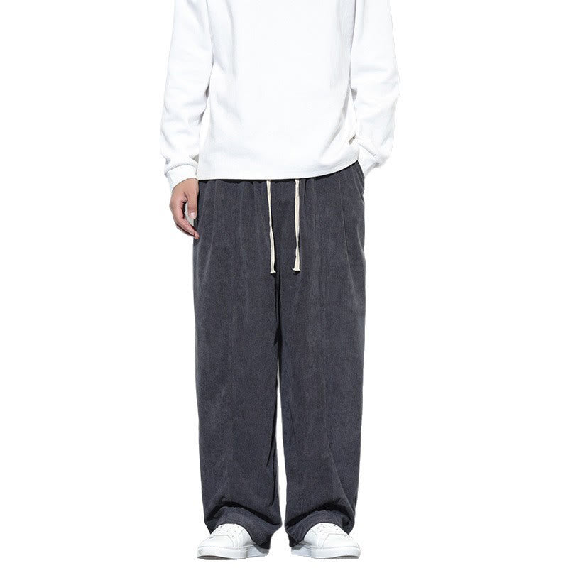 Buddha Stones Plain Drawstring Pure Corduroy Men's Harem Pants With Pockets - image 19