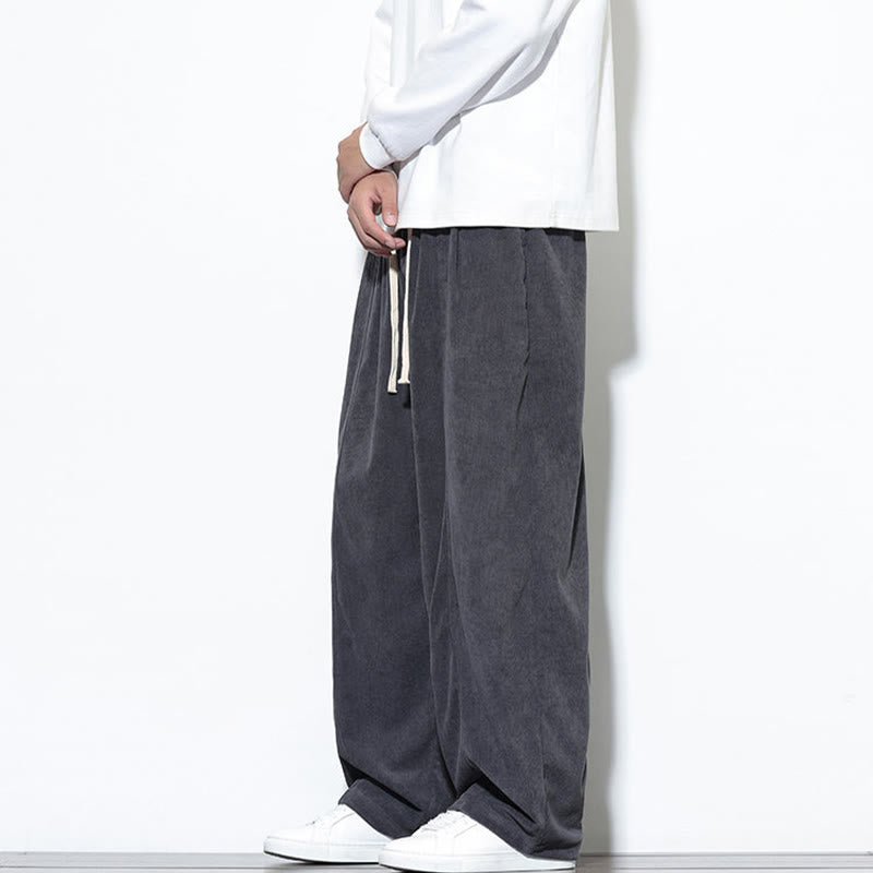 Buddha Stones Plain Drawstring Pure Cotton Corduroy Men's Harem Pants With Pockets - image 11