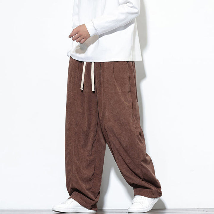 Buddha Stones Plain Drawstring Pure Cotton Corduroy Men's Harem Pants With Pockets - image 32