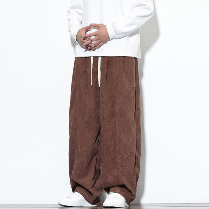 Buddha Stones Plain Drawstring Pure Cotton Corduroy Men's Harem Pants With Pockets - image 36