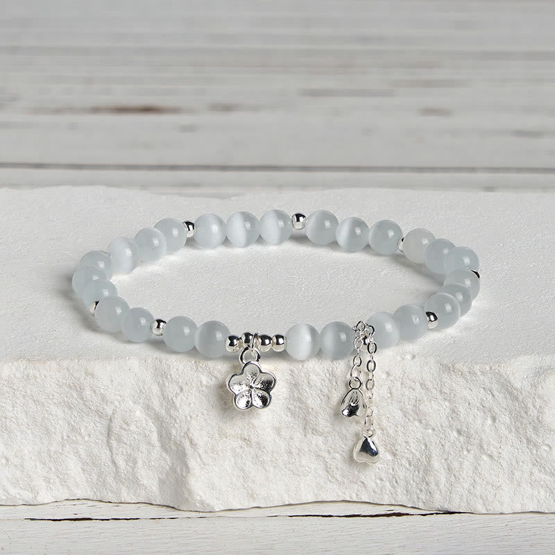Buddha Stones Natural Cat's Eye Cherry Blossom Peace Bracelet - image 2