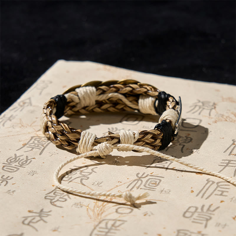 Buddha Stones Five-emperor Coins Amulet Protection Rope Bracelet  - image 3