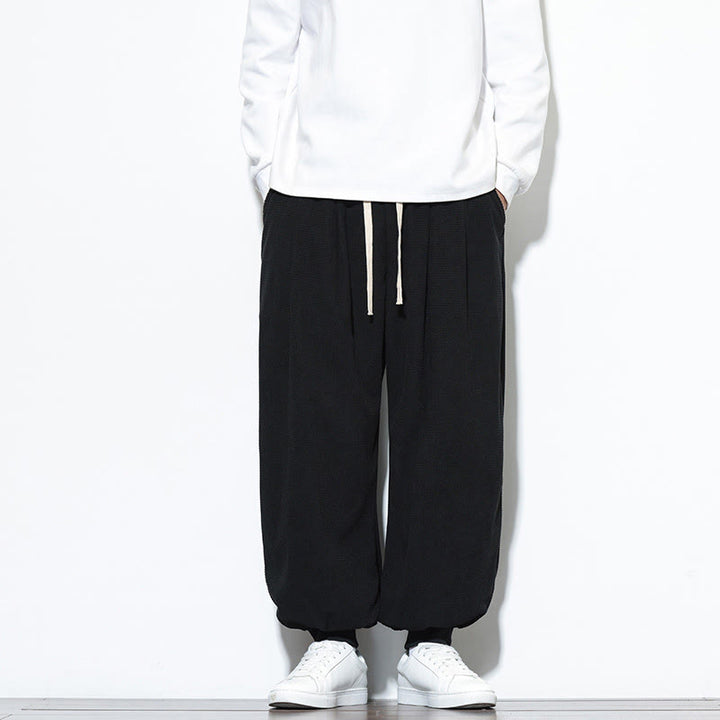 Buddha Stones Fall Plain Drawstring Simple Design Men's Harem Cotton Corduroy Pants With Pockets - Black - US/UK/AU46，EU56 (5XL) - image 21
