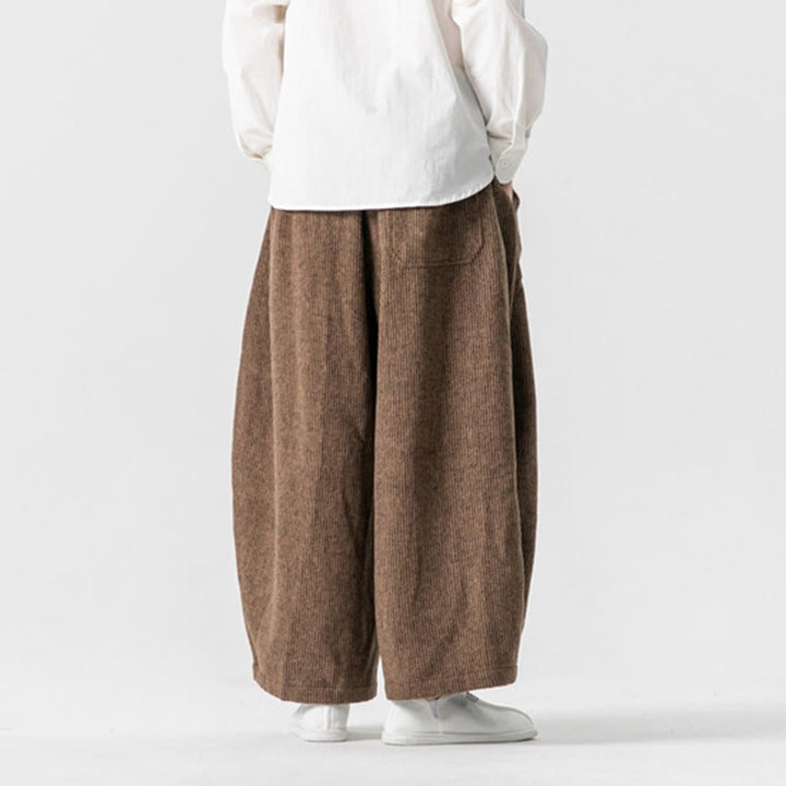 Buddha Stones Daily Solid Color Drawstring Design Men's Wide Leg Cotton Pants With Pockets - image 12