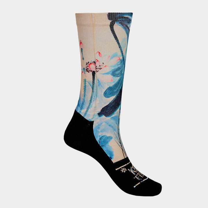 Buddha Stones Casual Lotus Chinese Landscape Painting Micro Crew Men Women Unisex Socks - image 7