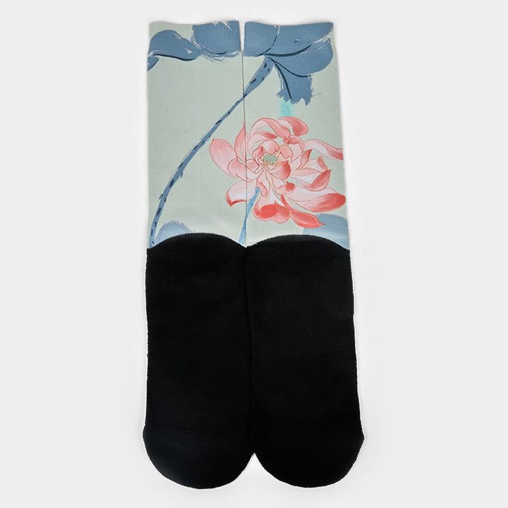 Buddha Stones Casual Lotus Painting Micro Crew Men Women Unisex Socks - image 1