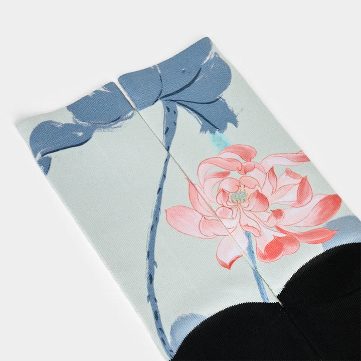 Buddha Stones Casual Lotus Painting Micro Crew Men Women Unisex Socks - image 2
