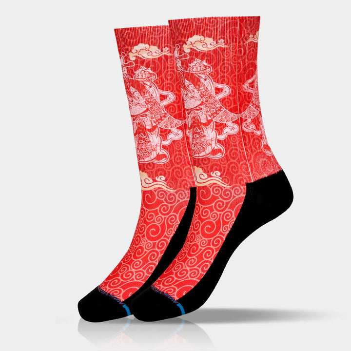 Buddha Stones Casual God Of Wealth Auspicious Clouds Micro Crew Men Women Unisex Socks - image 9