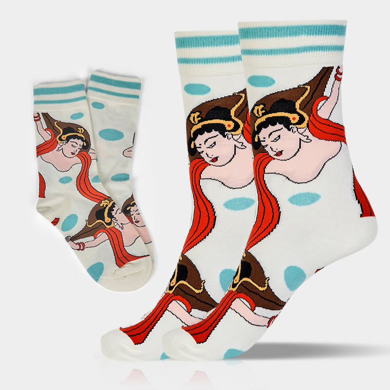 Buddha Stones Casual Dunhuang Feitian Design Micro Crew Women's Socks - image 2