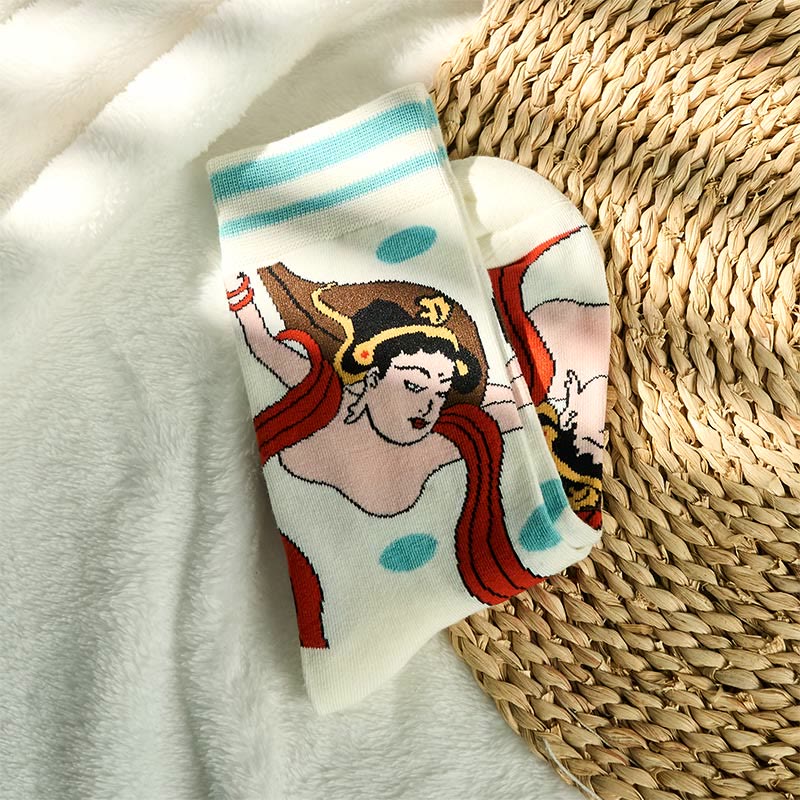 Buddha Stones Casual Dunhuang Feitian Design Micro Crew Women's Socks - image 3