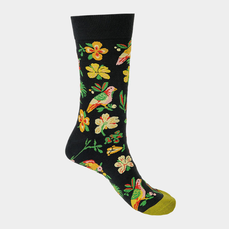 Buddha Stones Blooming Flower Bird Pattern Men Women Unisex Cotton Crew Socks - image 5