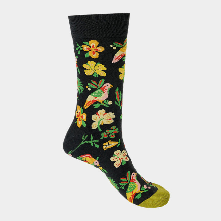 Buddha Stones Blooming Flower Bird Pattern Men Women Unisex Cotton Crew Socks - image 5