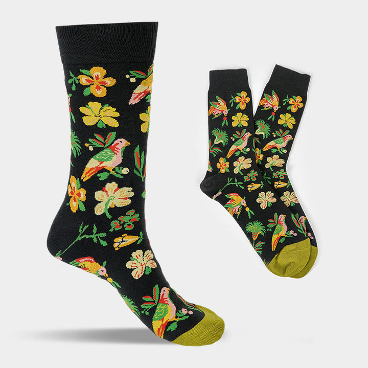 Buddha Stones Blooming Flower Bird Pattern Men Women Unisex Cotton Crew Socks - image 8