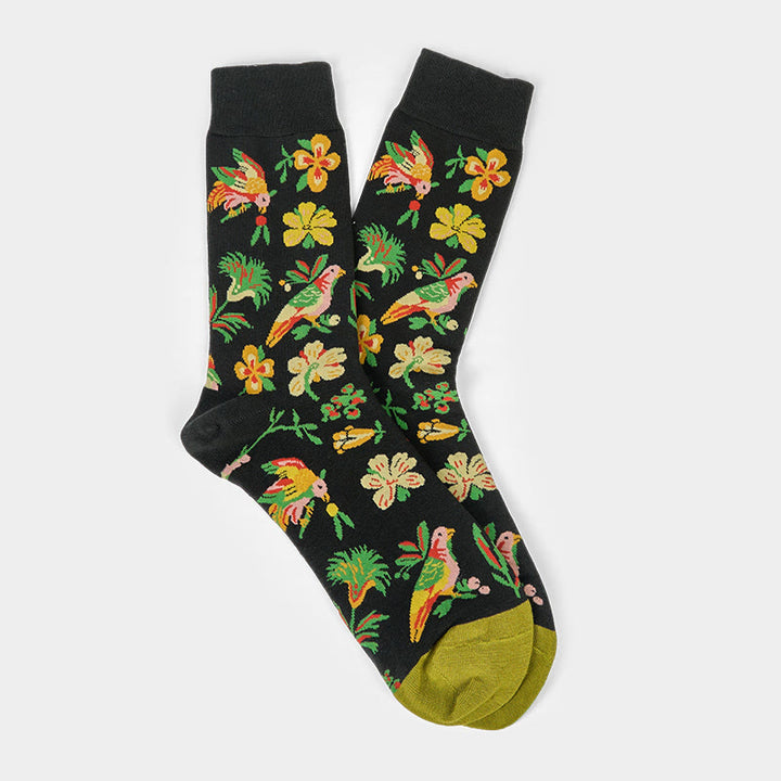 Buddha Stones Blooming Flower Bird Pattern Men Women Unisex Cotton Crew Socks - image 7