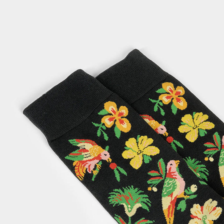 Buddha Stones Blooming Flower Bird Pattern Men Women Unisex Cotton Crew Socks - image 4