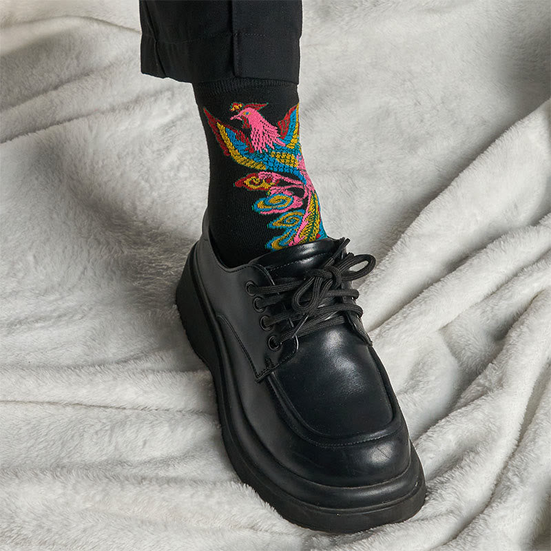 Buddha Stones Casual 3 Pairs Of Multicolored Phoenix Quarter Women's Socks - image 5