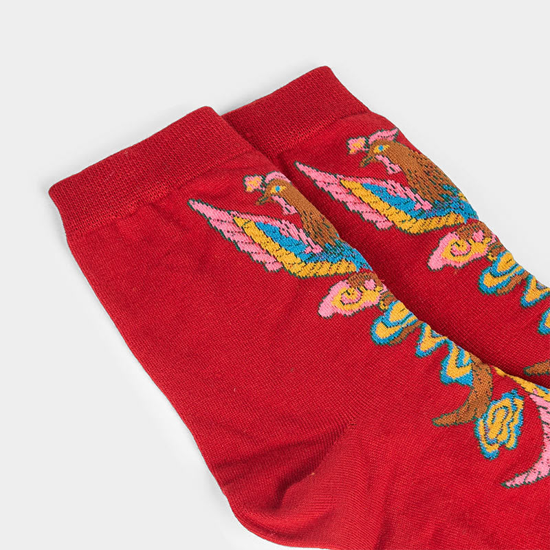Buddha Stones Casual 3 Pairs Of Multicolored Phoenix Quarter Women's Socks - image 28
