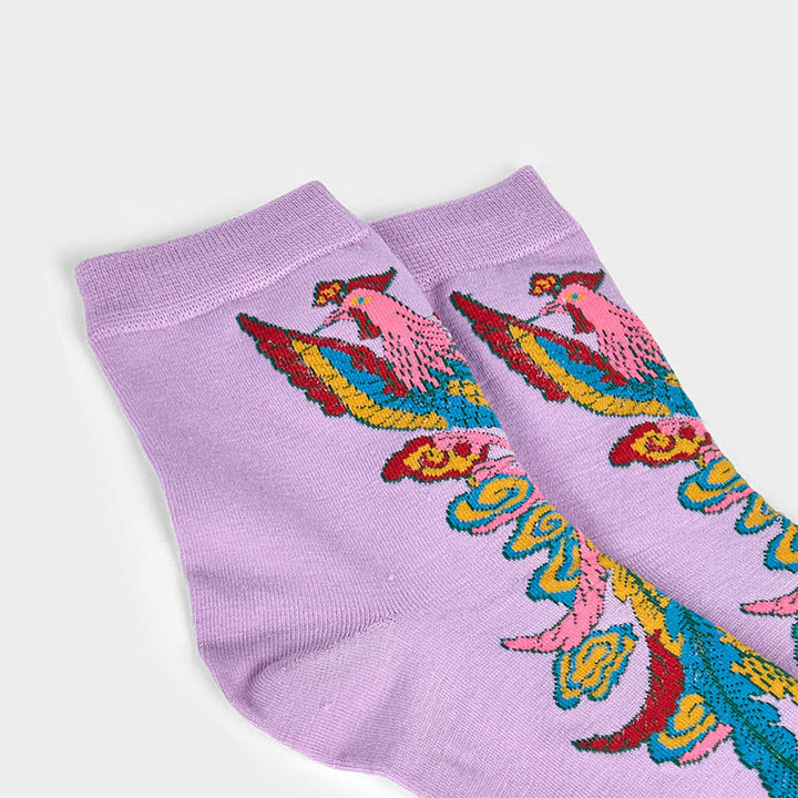 Buddha Stones Casual 3 Pairs Of Multicolored Phoenix Quarter Women's Socks - image 19