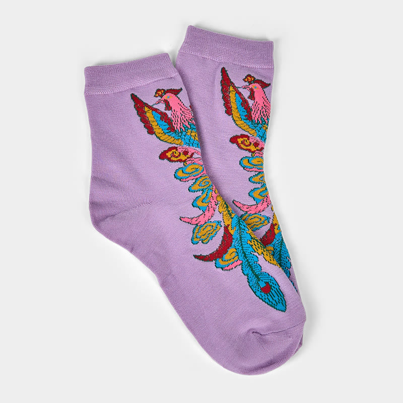 Buddha Stones Casual 3 Pairs Of Multicolored Phoenix Quarter Women's Socks - image 20