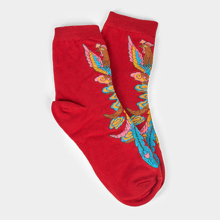 Buddha Stones Casual 3 Pairs Of Multicolored Phoenix Quarter Women's Socks - image 29