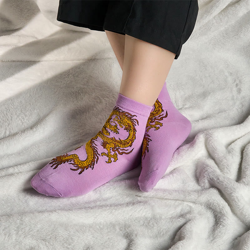 Buddha Stones Casual 3 Pairs Of Multicolored Phoenix Quarter Women's Socks - image 17