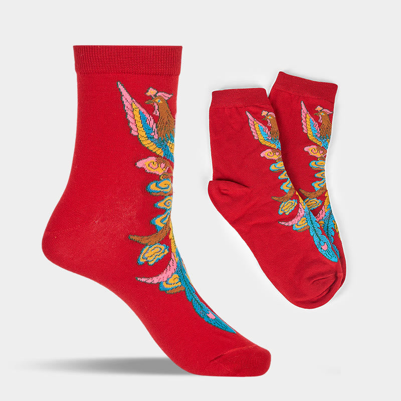 Buddha Stones Casual 3 Pairs Of Multicolored Phoenix Quarter Women's Socks - image 24