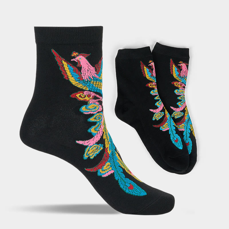 Buddha Stones Casual 3 Pairs Of Multicolored Phoenix Quarter Women's Socks - image 2