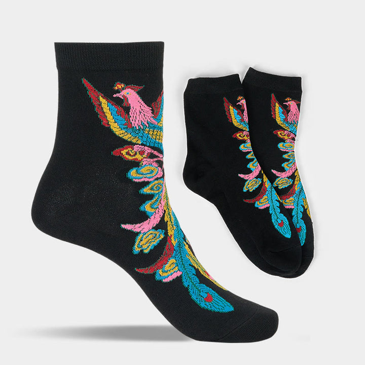 Buddha Stones Casual 3 Pairs Of Multicolored Phoenix Quarter Women's Socks - image 2
