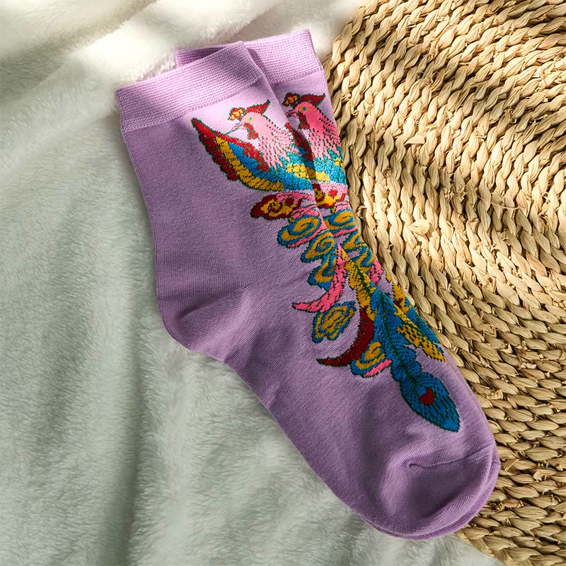 Buddha Stones Casual 3 Pairs Of Multicolored Phoenix Quarter Women's Socks - image 16
