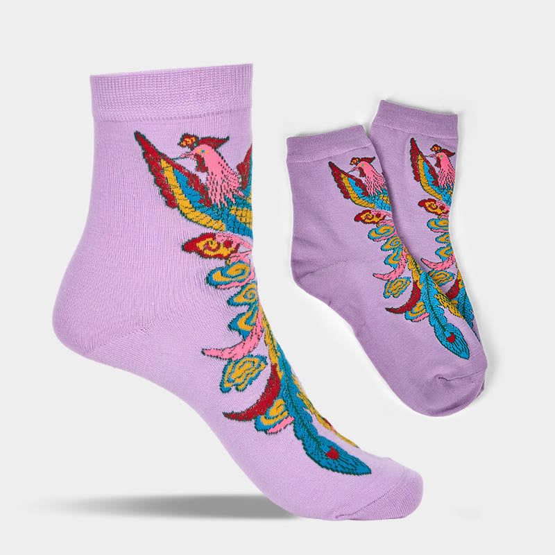 Buddha Stones Casual 3 Pairs Of Multicolored Phoenix Quarter Women's Socks - image 15