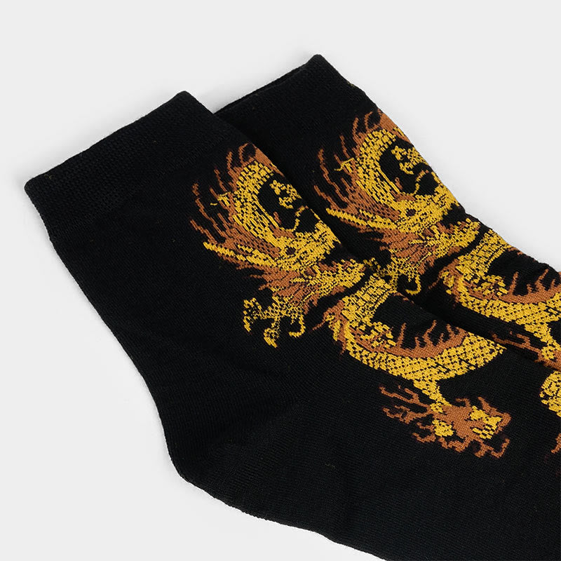 Buddha Stones Casual 5 Pairs of Golden Dragon Quarter Women's Socks - image 7