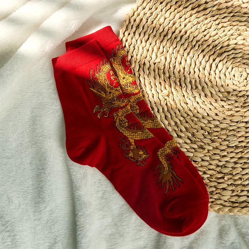 Buddha Stones Casual 5 Pairs of Golden Dragon Quarter Women's Socks - image 30