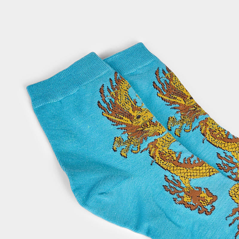 Buddha Stones Casual 5 Pairs of Golden Dragon Quarter Women's Socks - image 25
