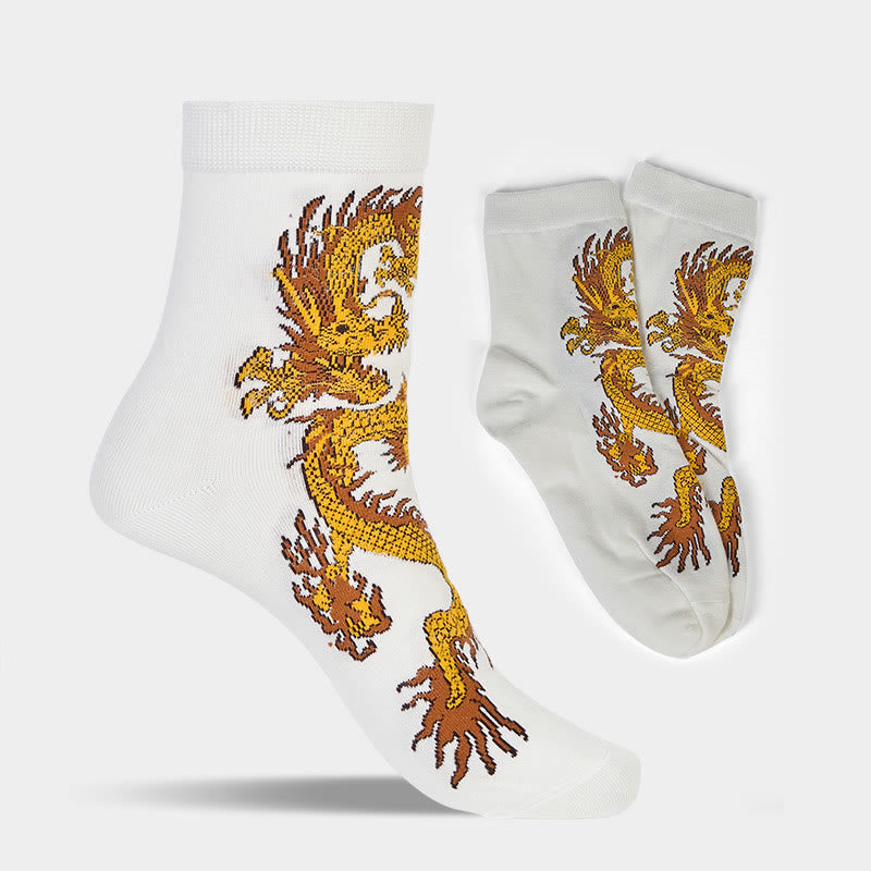 Buddha Stones Casual 5 Pairs of Golden Dragon Quarter Women's Socks - image 17