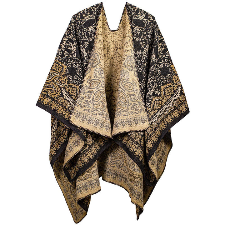 Buddha Stones Tibetan Color Contrast Design Paisley Floral Pattern Cozy Scarf Unisex Shawl - LightGoldenrodYellow - image 0
