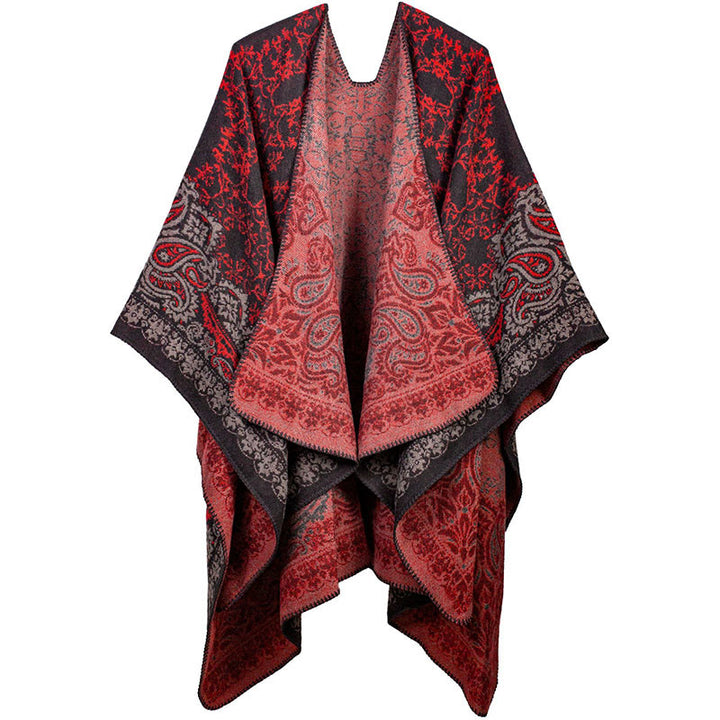 Buddha Stones Tibetan Color Contrast Design Paisley Floral Pattern Cozy Scarf Unisex Shawl - Red - image 6
