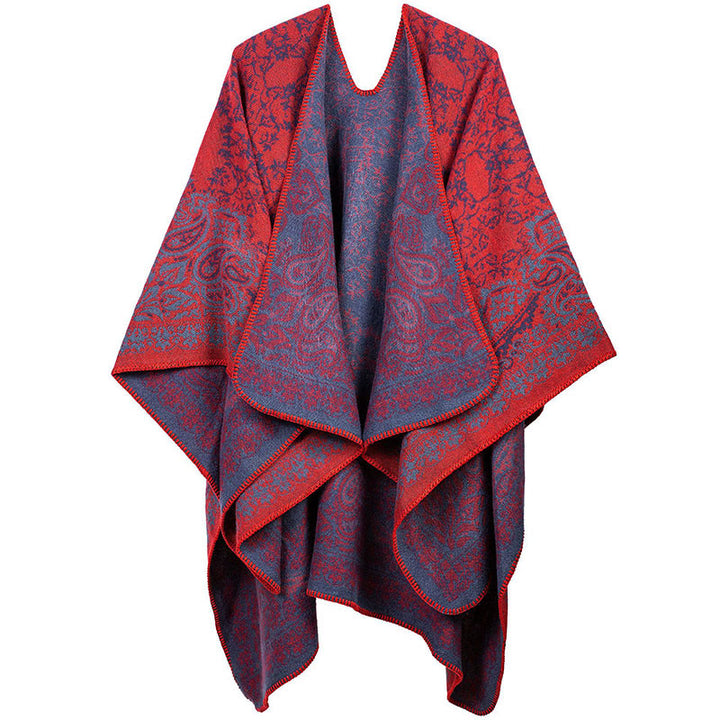 Buddha Stones Tibetan Color Contrast Design Paisley Floral Pattern Cozy Scarf Unisex Shawl - OrangeRed - image 8
