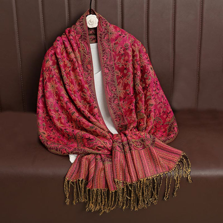 Buddha Stones Ethnic Daily Tibetan Paisley Pattern Tassel Cozy Scarf Shawl - image 7
