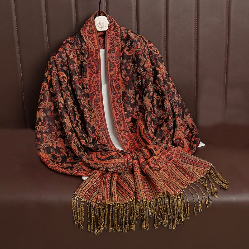 Buddha Stones Ethnic Daily Tibetan Paisley Pattern Tassel Cozy Scarf Shawl - image 9