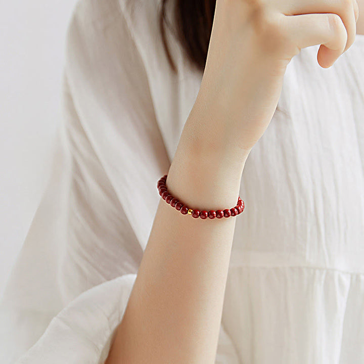 Buddha Stones 999 Gold Cinnabar Simple Design Concentration Bracelet - image 3