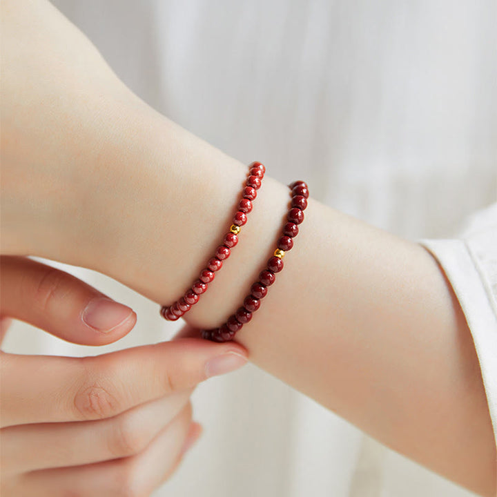 Buddha Stones 999 Gold Cinnabar Simple Design Concentration Bracelet - image 17