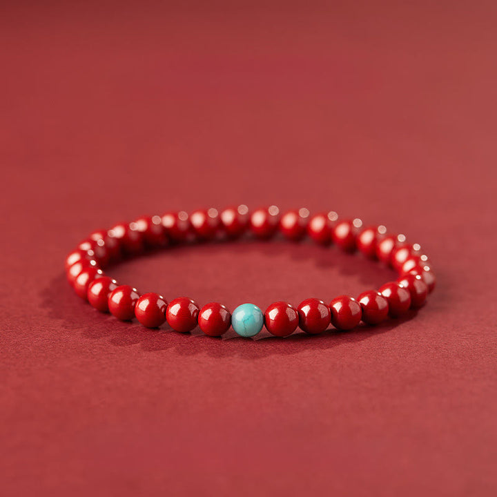 Buddha Stones Cinnabar Turquoise Concentration Bracelet - 6mm Imperial Cinnabar - image 3