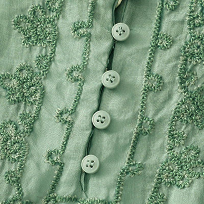 Buddha Stones Casual Women's Plain Frog Buckle Design Half Sleeve Shirt - image 21