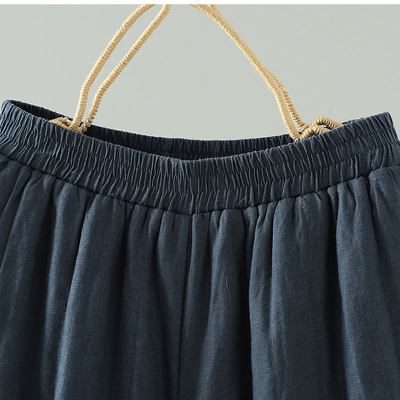 Buddha Stones Embroidered Frog Button Padded Women's Wide Leg Pants With Pockets - image 2